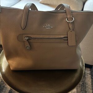 Coach Beige Leather Tote Bag